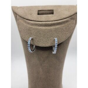 Bomb Party Lab Created Dark Blue Topaz Hoop Earrings